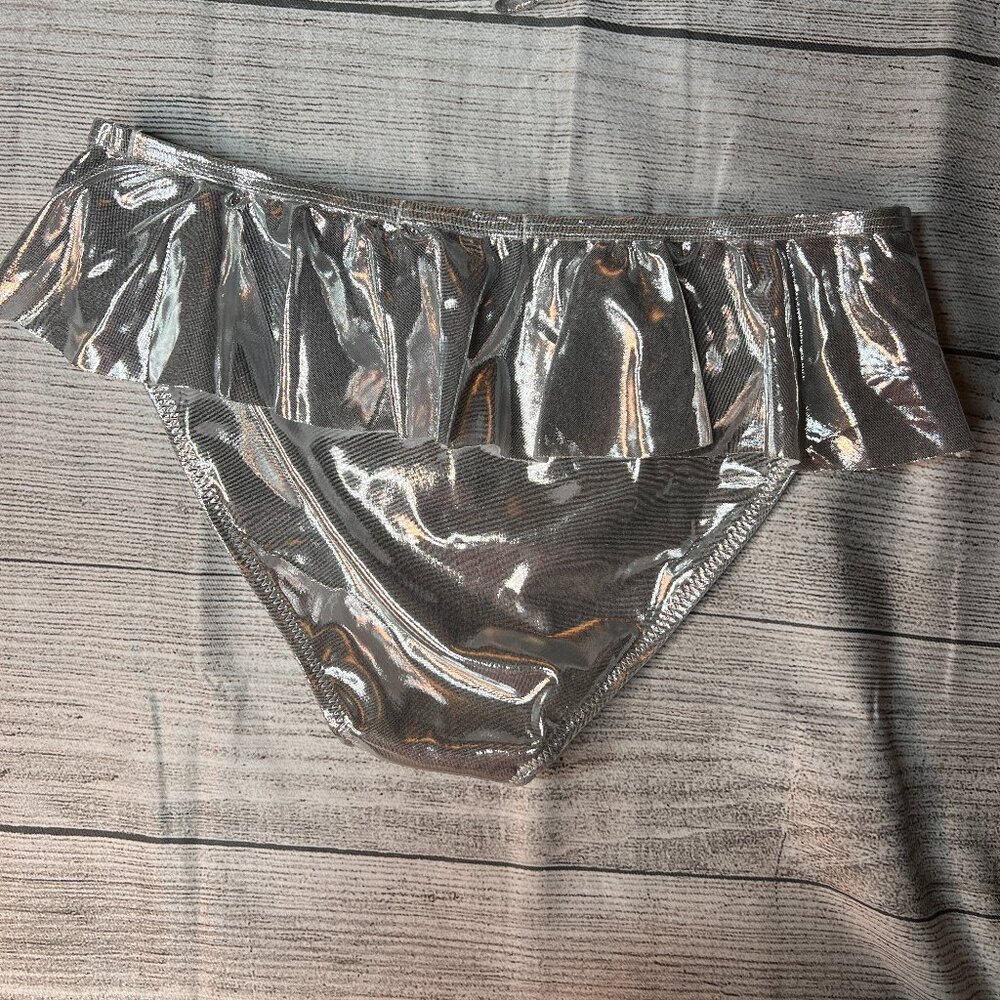 Stella Cove NWT Girls Metallic Silver Ruffle Two Piece Bikini Swimsuit Size 14Y - Picture 5 of 7